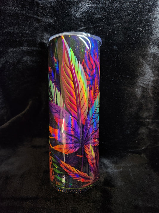 Holographic Rainbow Cannabis Leaf 20 oz Cup