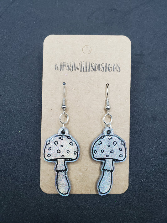 Round Skinny Mushroom Dangle Earrings