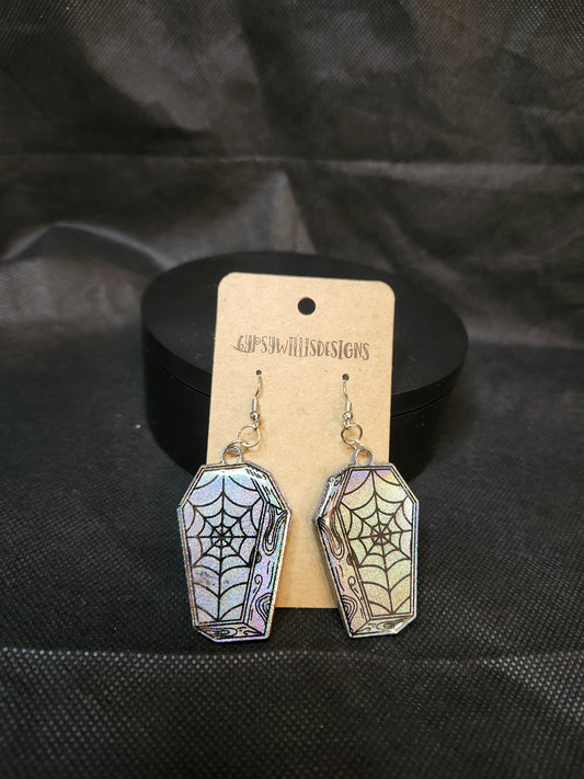 Spider Web Coffin Earrings