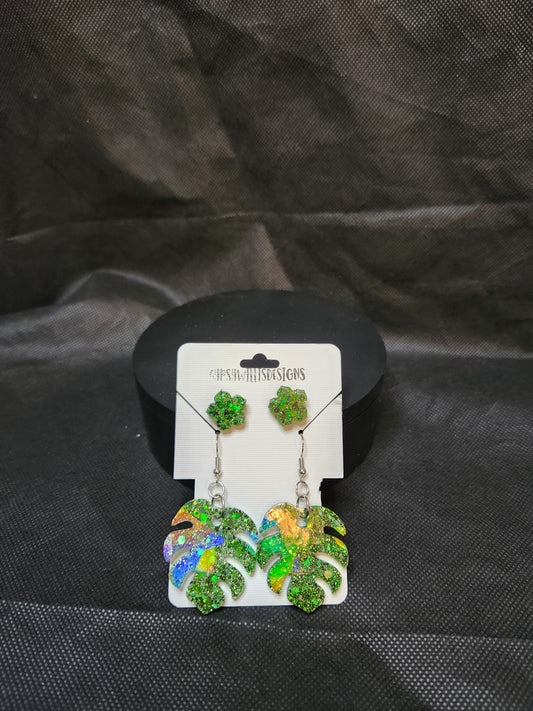 Holographic Monstera Leaf Set