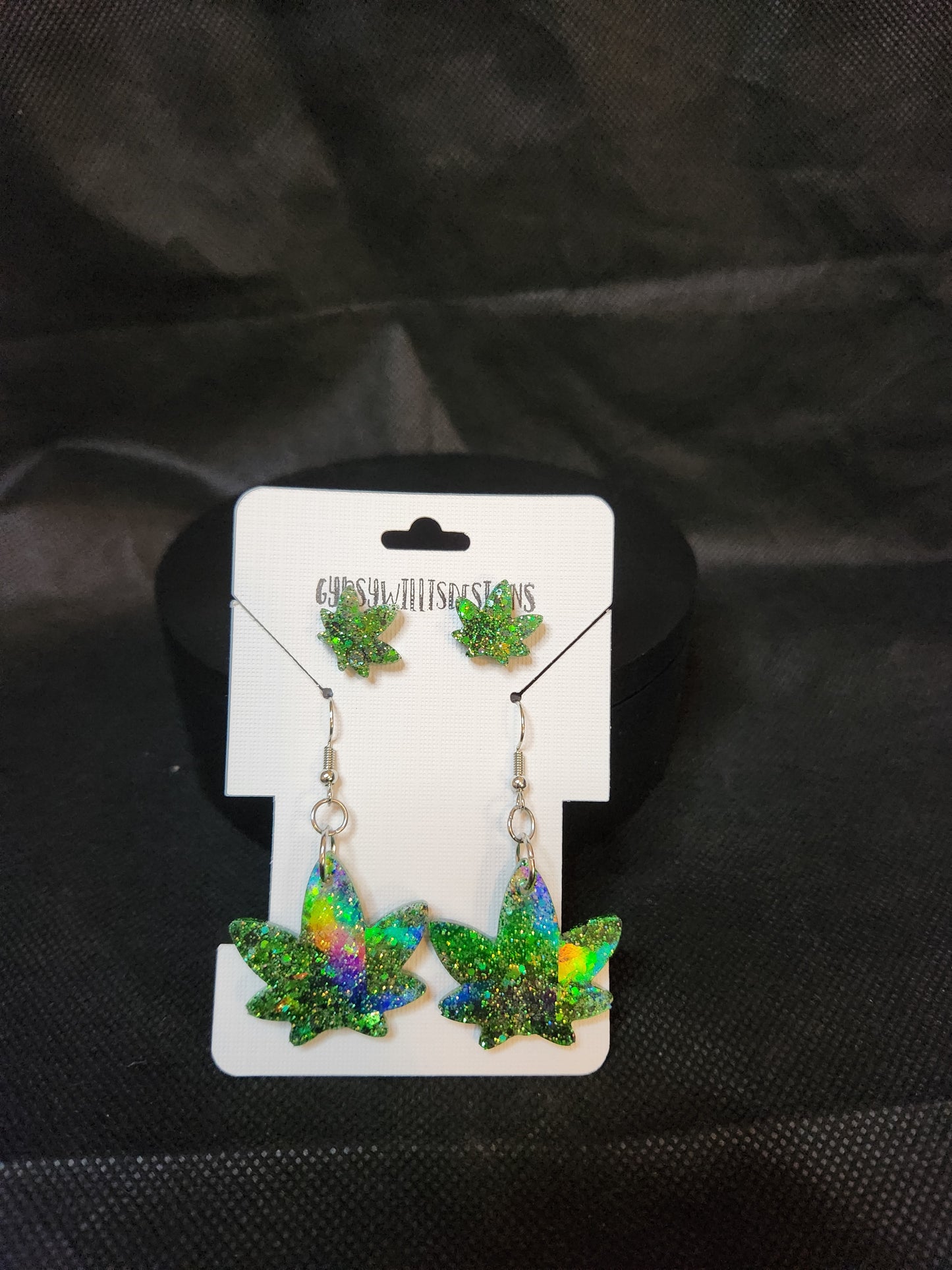 Holographic Happy Leaves Earring Set