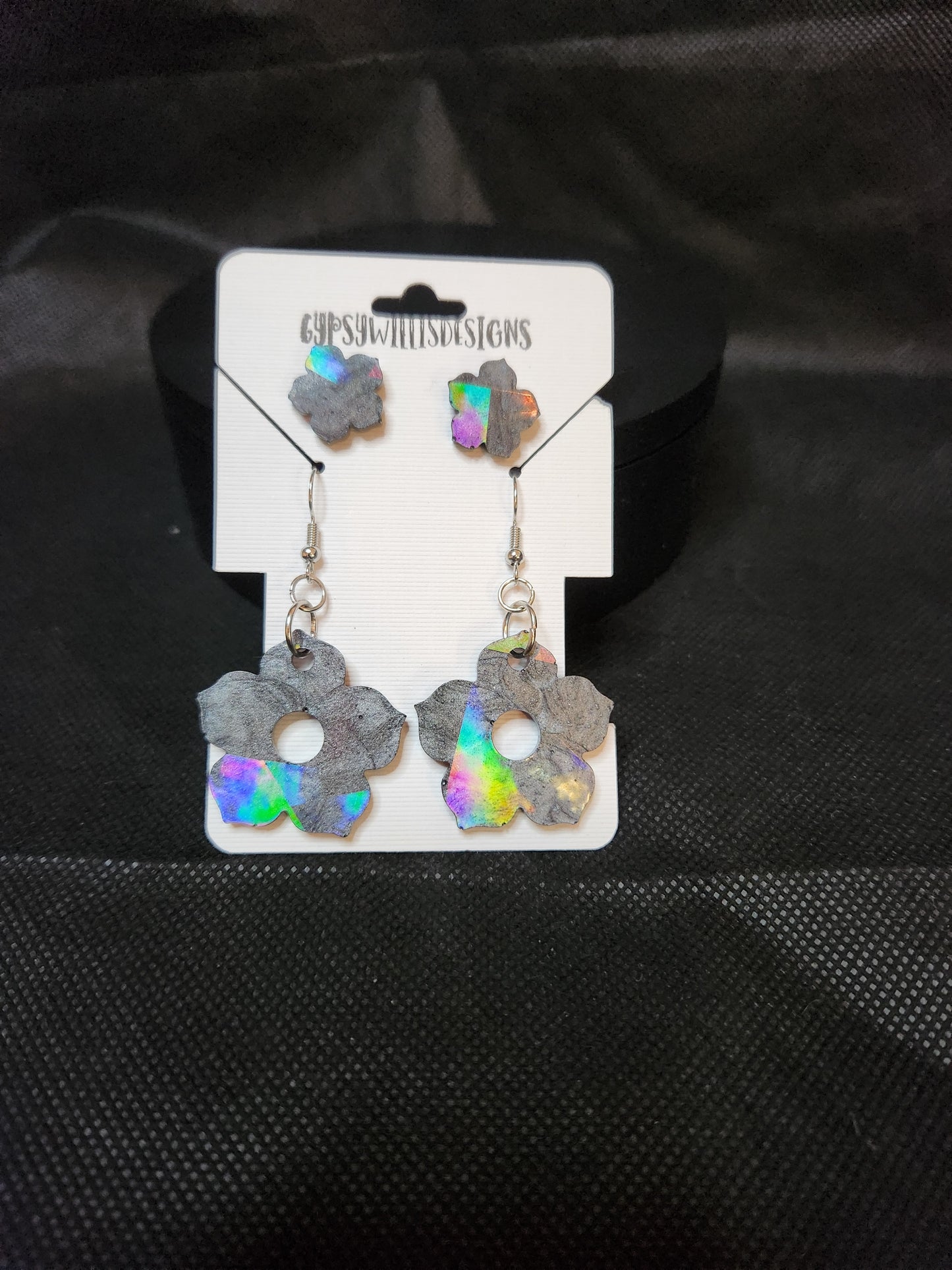 Holographic Flowers Earring Set