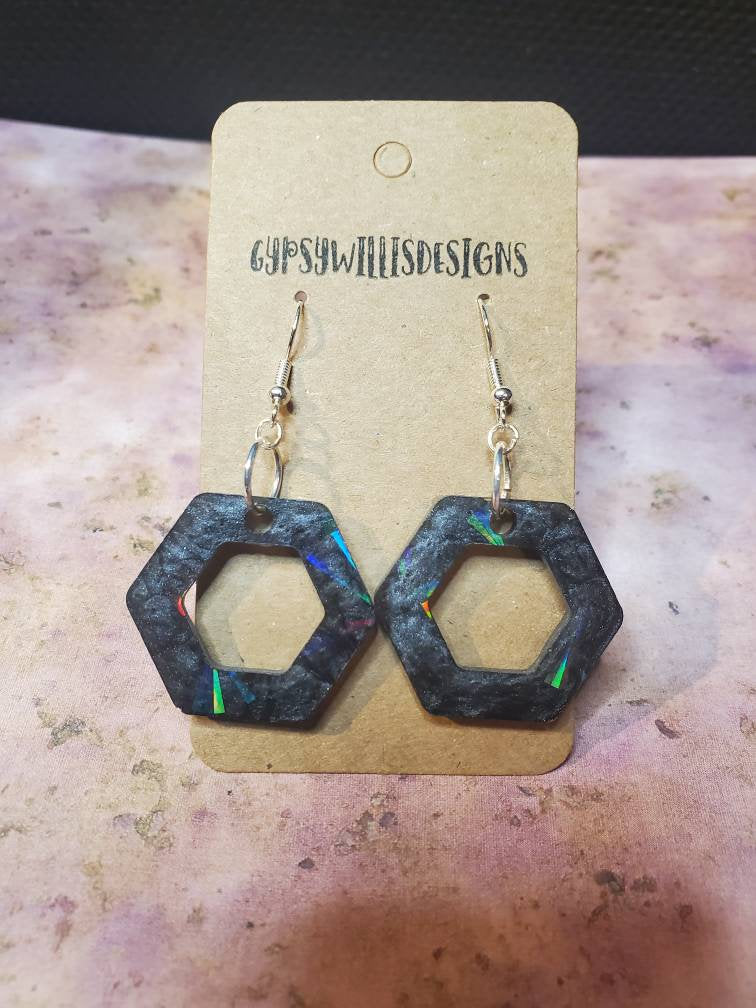 Holographic Hexagon Earrings