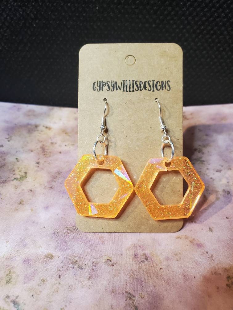 Holographic Hexagon Earrings