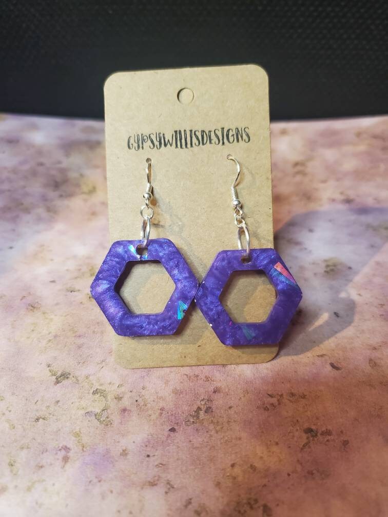 Holographic Hexagon Earrings